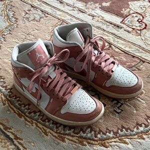 Jordan Mid-Top Sneakers in Pink and White